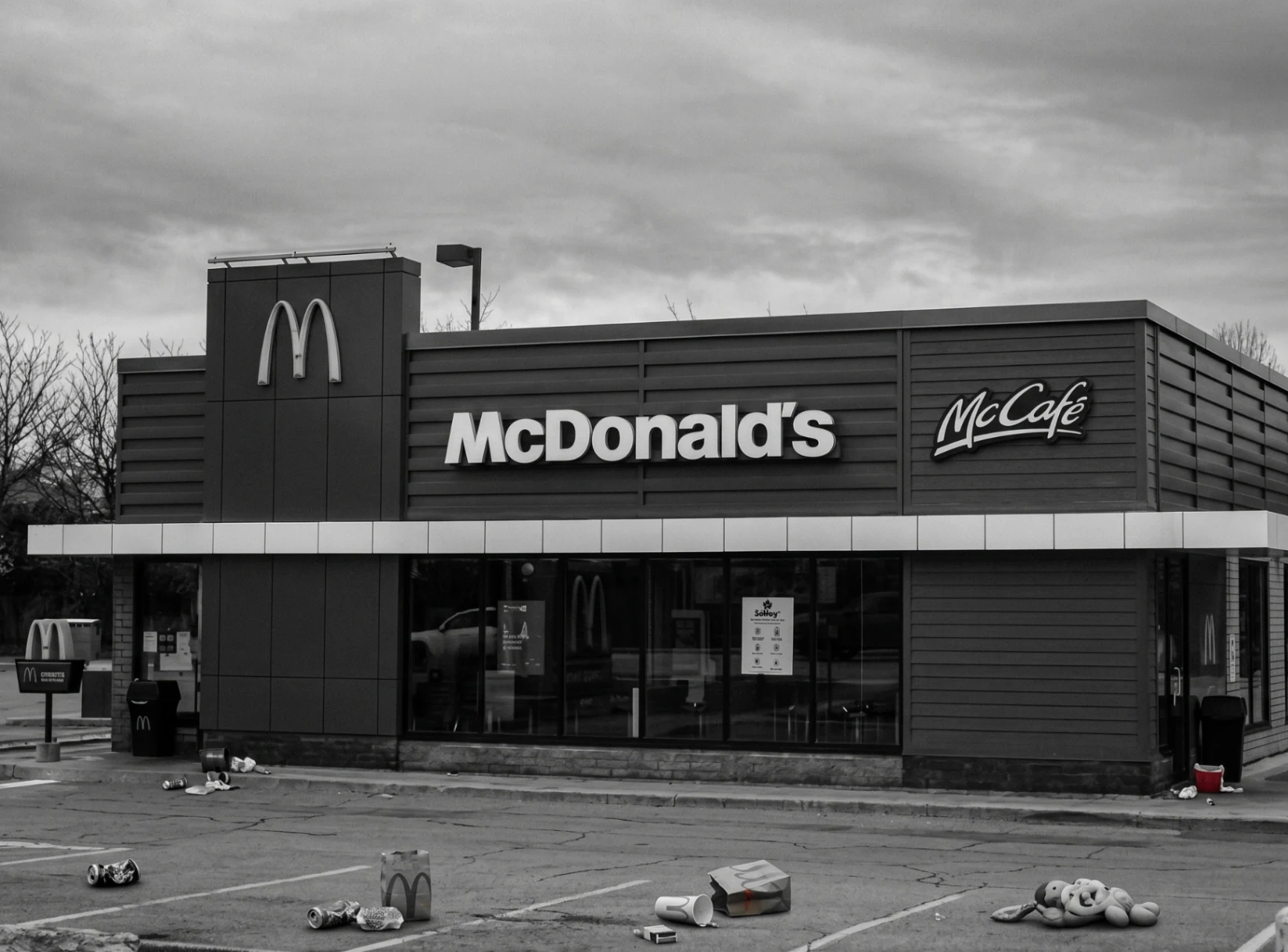 A run-down franchise storefront, symbolic of the broken E2 franchise path